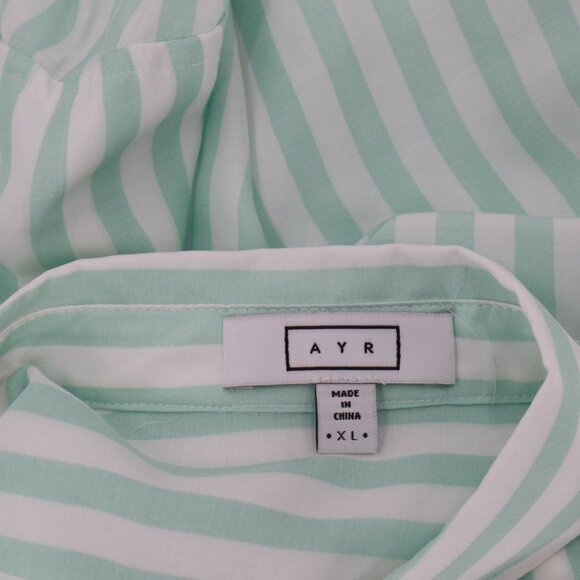 AYR Shirt Women's XL Long Sleeve Button Up Striped Viscose Silk relaxed pocket - Picture 9 of 10